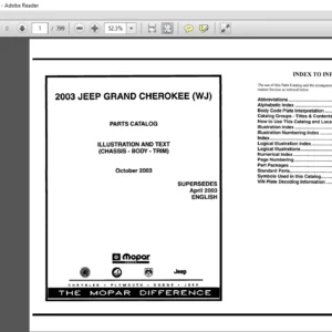 2003 Jeep Grand Cherokee WJ Parts List Manual - PDF DOWNLOAD