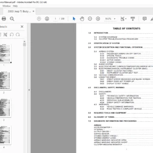 2003 Jeep Wrangler TJ Body Service Manual - PDF DOWNLOAD