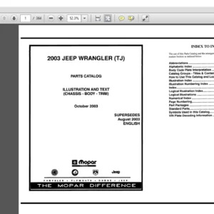 2003 Jeep Wrangler TJ Parts Catalog Manual - PDF DOWNLOAD