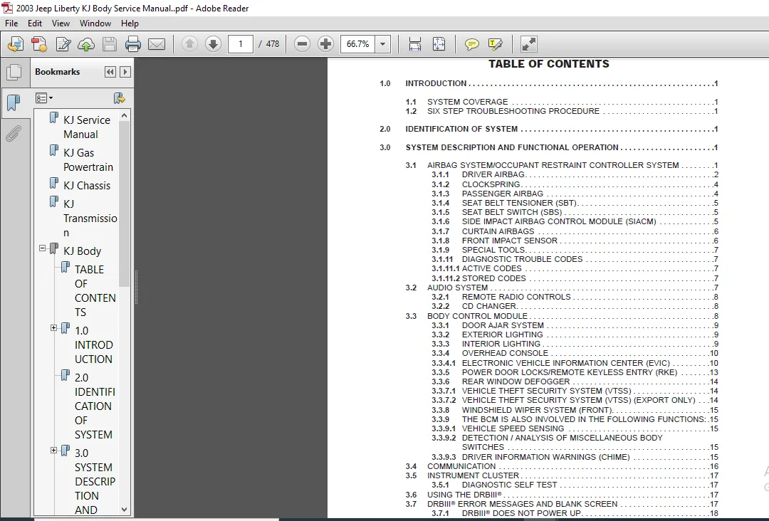2003 Jeep Liberty KJ Body Service Manual - PDF DOWNLOAD