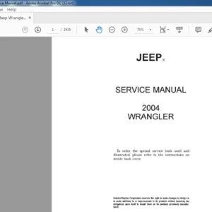 2004 JEEP WRANGLER SERVICE MANUAL