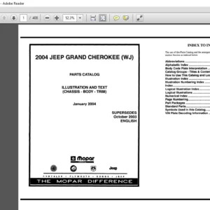 2004 Jeep Grand Cherokee WJ Parts List Manual - PDF DOWNLOAD