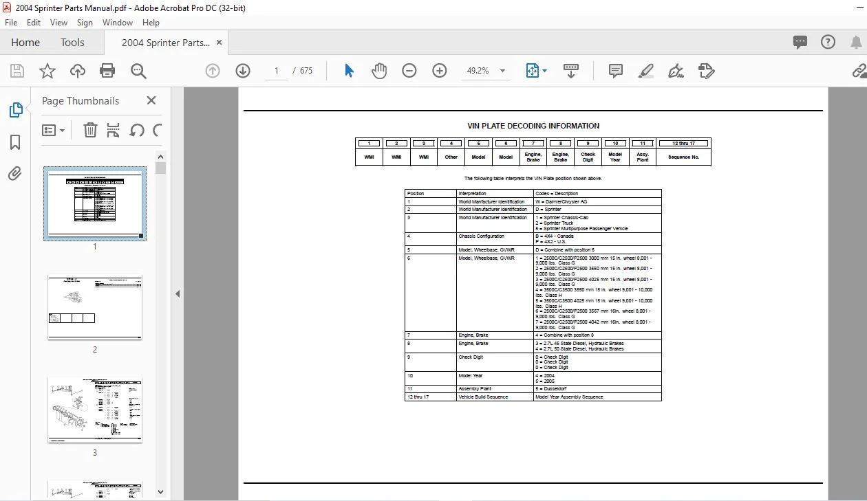 2004 dodge-mercedes Sprinter Parts Manual - Image 3