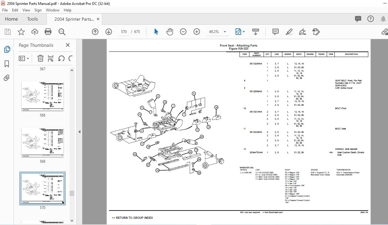 2004 dodge-mercedes Sprinter Parts Manual - Image 2