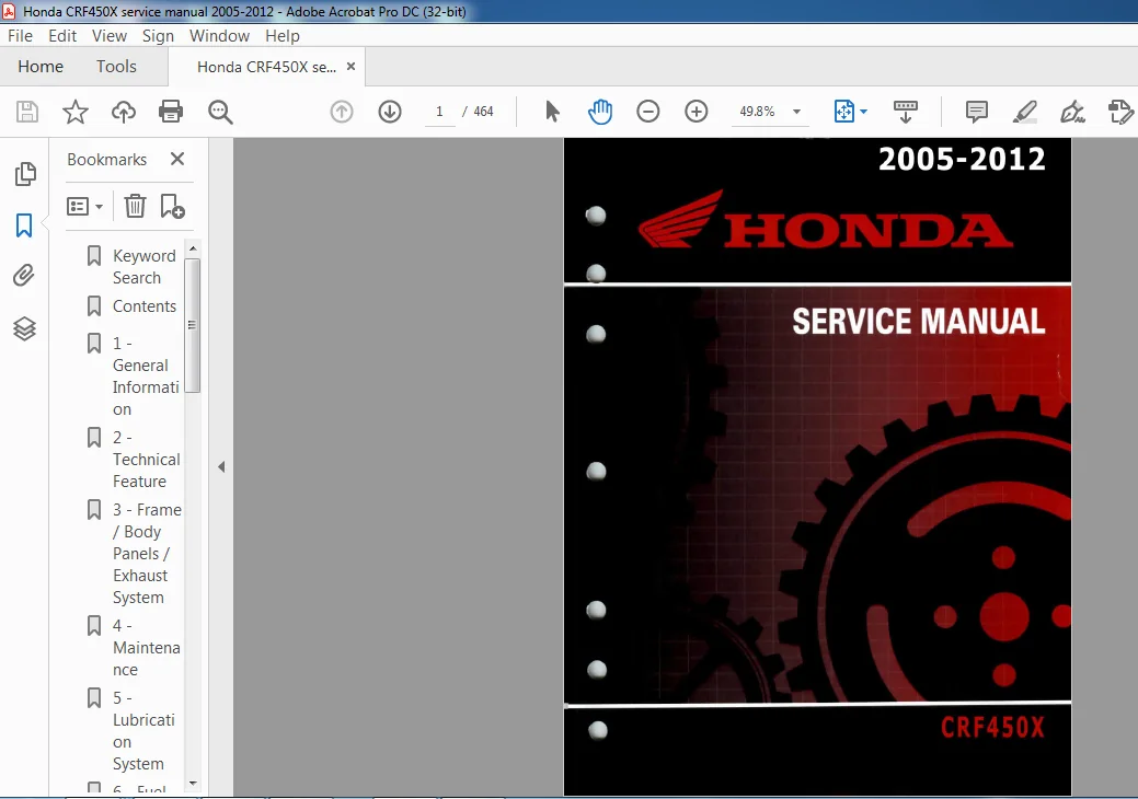2005-2012 HONDA CRF450X SERVICE MANUAL 2005-2012 HONDA CRF450X SERVICE MANUAL