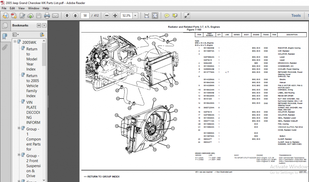 2005 Jeep Grand Cherokee WK Parts List Manual - PDF DOWNLOAD ...