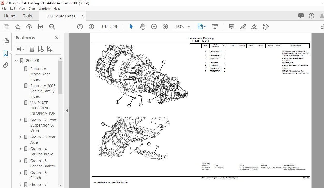 2005 dodge viper parts catalog manual - Image 2