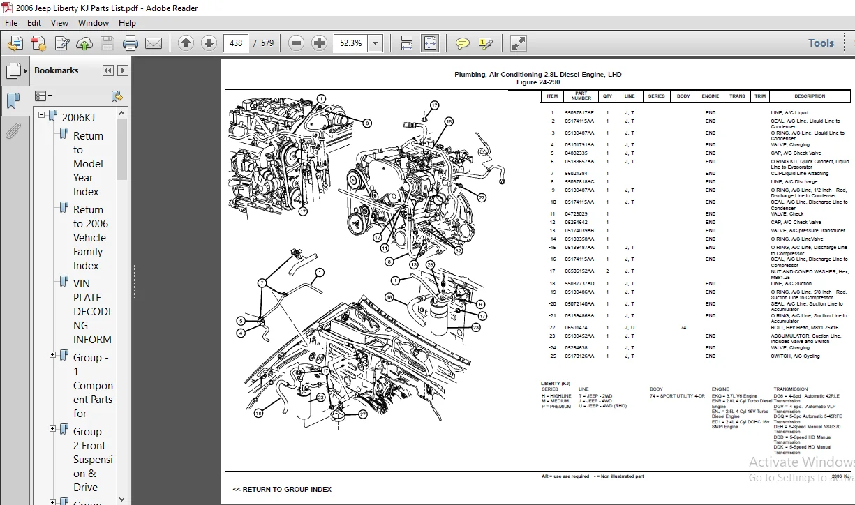 2006 Jeep Liberty KJ Parts List Manual
