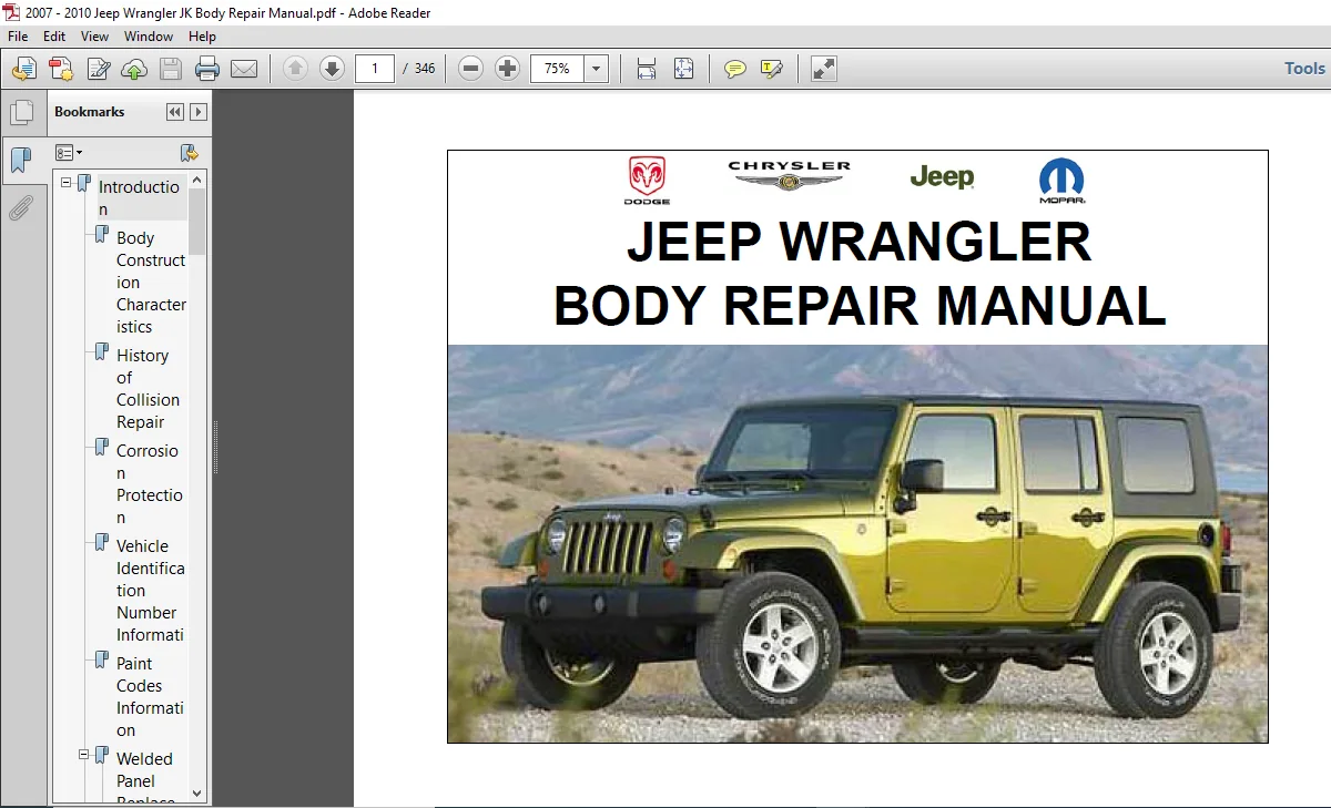 2007 - 2010 Jeep Wrangler JK Body Repair Manual - PDF DOWNLOAD