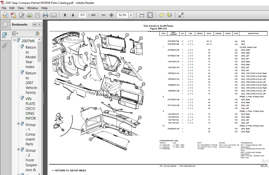 2007 Jeep Compass Patriot MOPAR Parts Catalog Manual 2007 Jeep Compass Patriot MOPAR Parts Catalog Manual