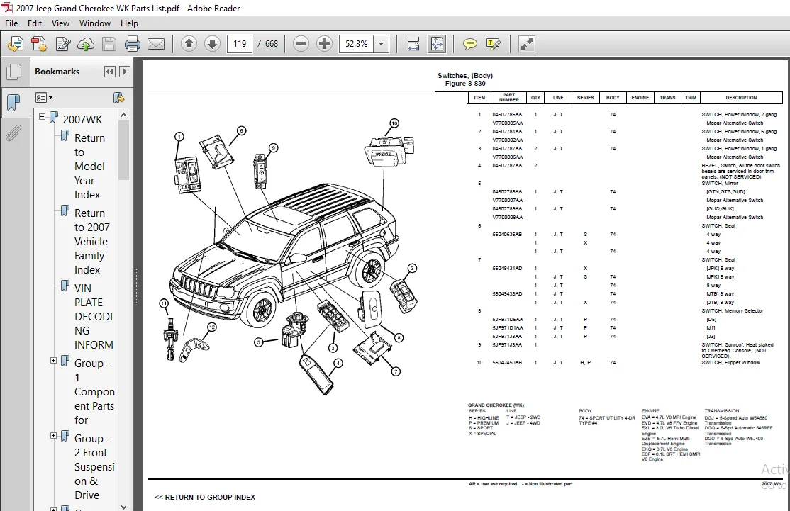 2007 Jeep Grand Cherokee WK Parts List Manual - PDF DOWNLOAD 2007 Jeep Grand Cherokee WK Parts List Manual - PDF DOWNLOAD