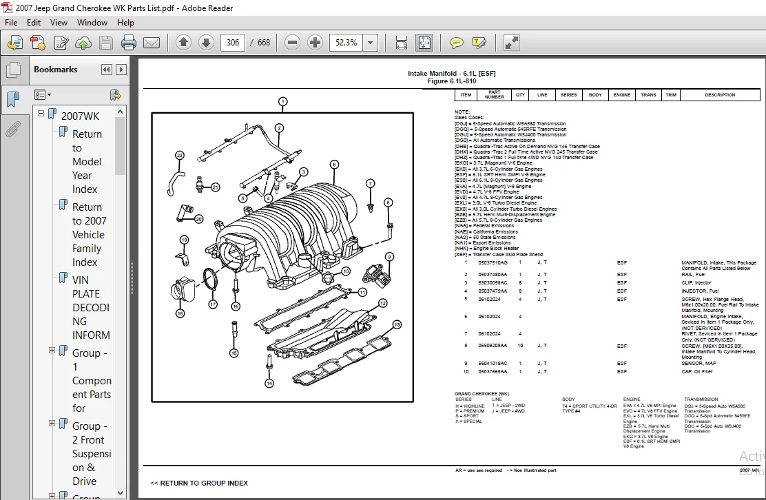 2007 Jeep Grand Cherokee WK Parts List Manual - PDF DOWNLOAD 2007 Jeep Grand Cherokee WK Parts List Manual - PDF DOWNLOAD