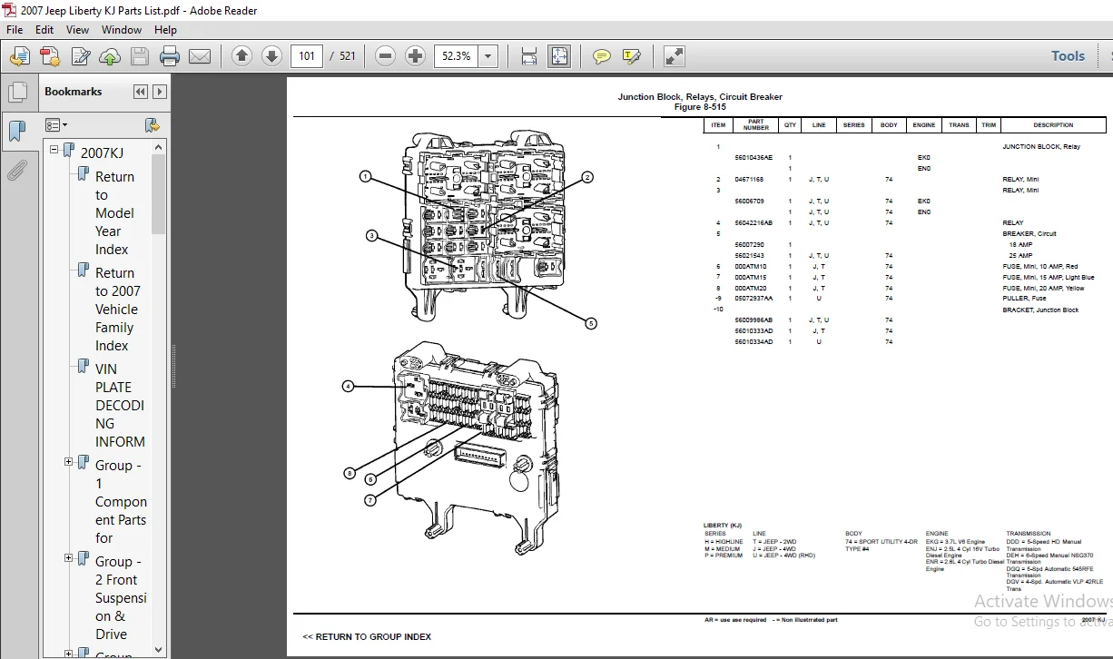 2007 Jeep Liberty KJ Parts List Manual 2007 Jeep Liberty KJ Parts List Manual