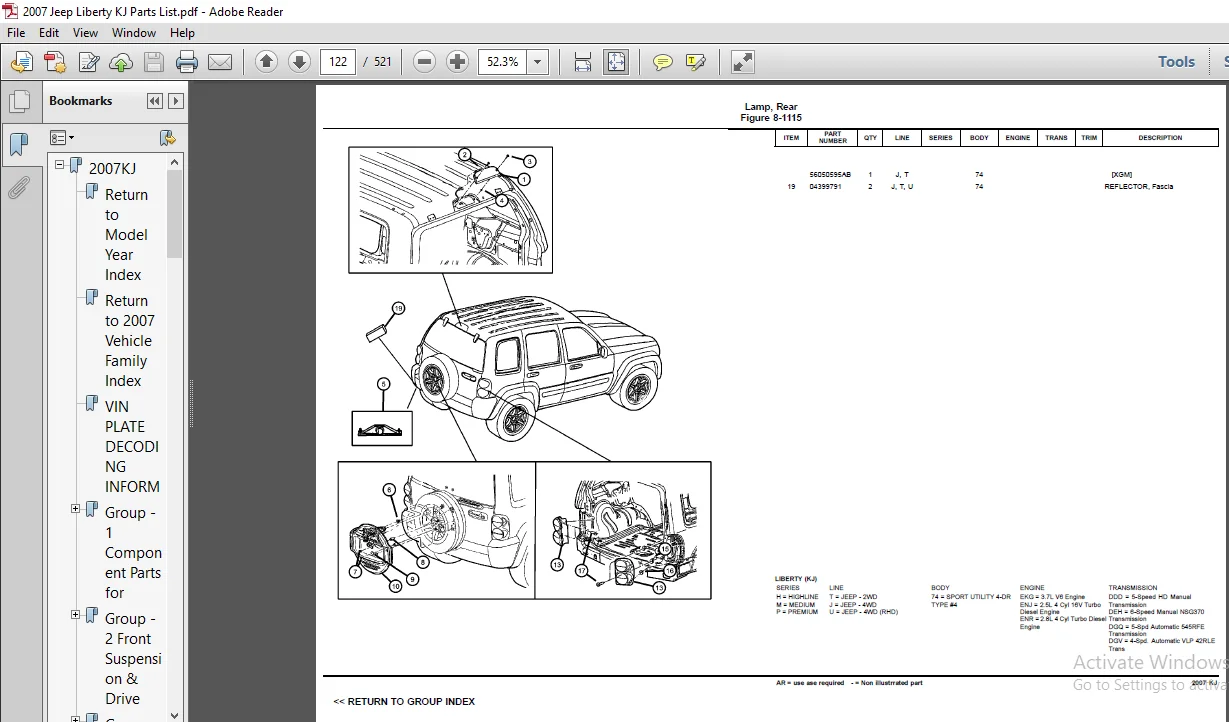 2007 Jeep Liberty KJ Parts List Manual 2007 Jeep Liberty KJ Parts List Manual