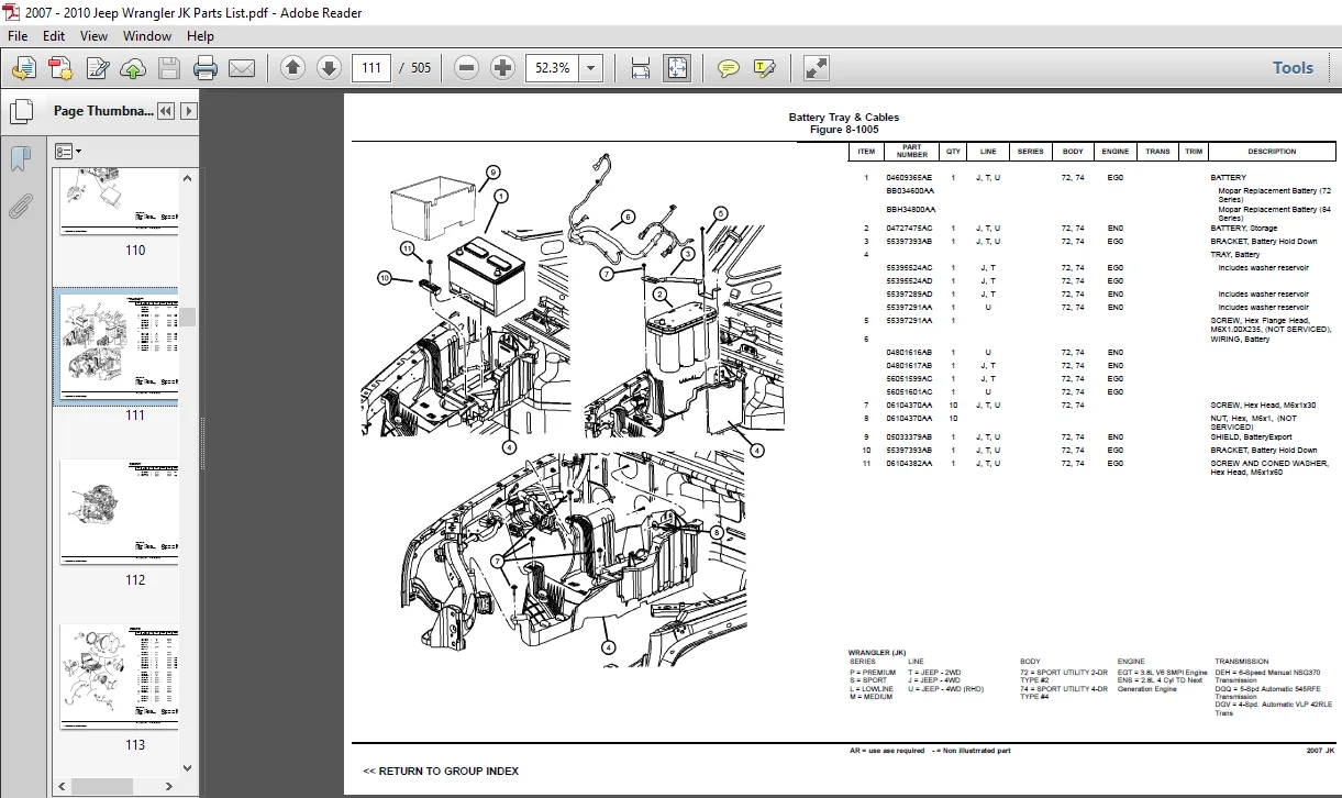 2007 Jeep Wrangler JK Parts List Manual - PDF DOWNLOAD 2007 Jeep Wrangler JK Parts List Manual - PDF DOWNLOAD