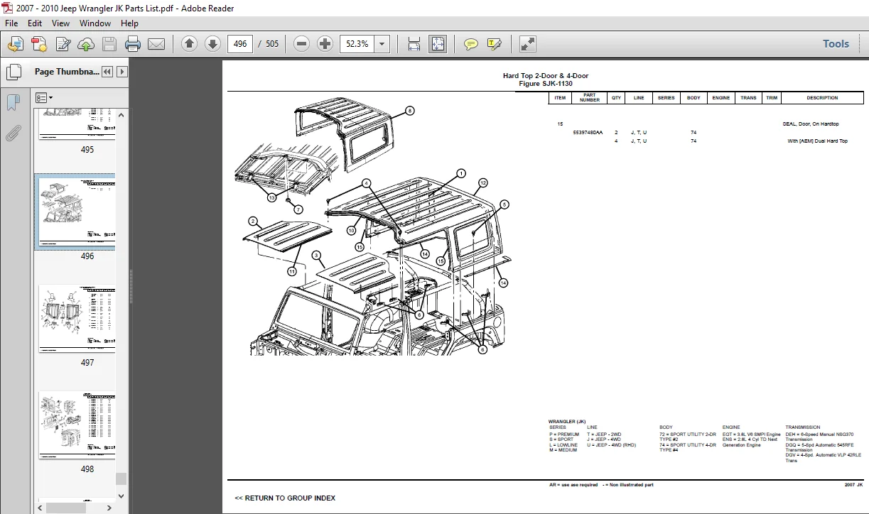 2007 Jeep Wrangler JK Parts List Manual - PDF DOWNLOAD 2007 Jeep Wrangler JK Parts List Manual - PDF DOWNLOAD