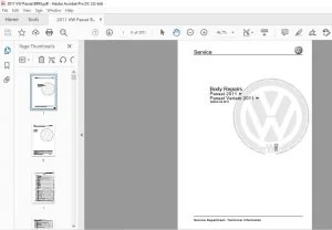 2011 VOLKSWAGEN PASSAT PASSAT-VARIANT BODY REPAIR MANUAL