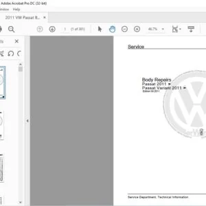2011 VOLKSWAGEN PASSAT PASSAT-VARIANT BODY REPAIR MANUAL