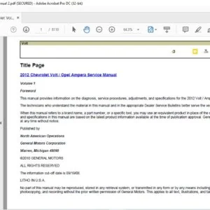 2012 CHEVROLET VOLT OPEL AMPERA SERVICE MANUAL