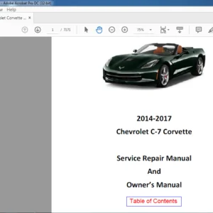 2014-2017 Chevrolet C-7 Corvette Service Manual & Owner's Manual - PDF DOWNLOAD