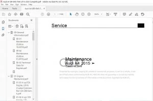 2015 AUDI A4 B9-8W FSM MAINTENANCE MANUAL