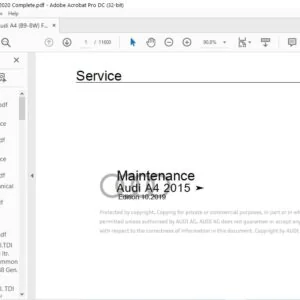 2015 AUDI A4 B9-8W FSM MAINTENANCE MANUAL