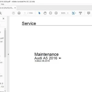 2016 AUDI A5 F5 F53 F57 F5A FSM MAINTENANCE MANUAL