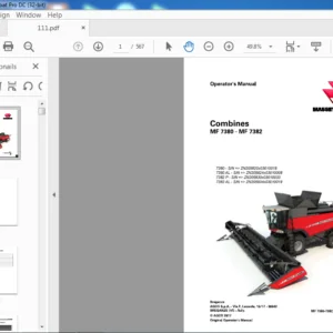 2017 Massey Ferguson EU Harvesting MF 7380 – MF 7382 Combines Operator’s Manual – PDF DOWNLOAD