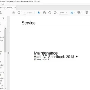 2018 AUDI A7 SPORTBACK 4K 4KA 4KF FSM MAINTENANCE MANUAL