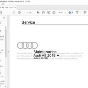 2018 AUDI A8 FSM MAINTENANCE MANUAL