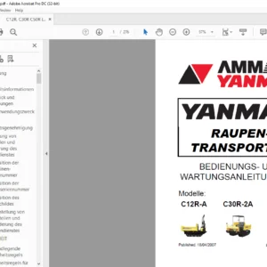 AMMAN YANMAR C12R-A C30R-2A C50R-3B RAUPEN-TRANSPORTER BEDIENUNGS- UND WARTUNGSANLEITUNG (GERMAN)