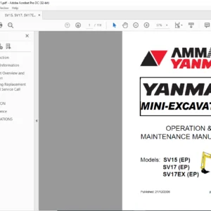 AMMAN YANMAR MINI - ESCAVATORI SV15 SV17 SV17EX EP OPERATION & MAINTENANCE MANUAL - PDF DOWNLOAD