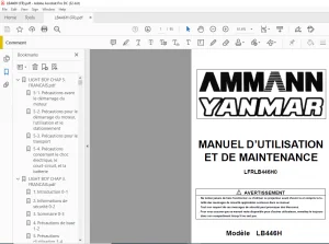 AMMANN YANMAR LB446H MANUEL D’UTILISATION ET DE MAINTENANCE - PDF DOWNLOAD (FRENCH)