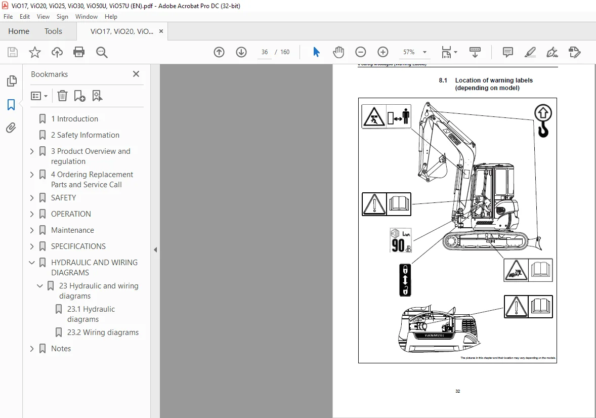 AMMANN YANMAR MINI-EXCAVATORS ViO17 EP ViO20-3 ViO25-3 ViO30 35-3 ViO50U ViO57U OPERATION & MAINTENANCE MANUAL - Image 4