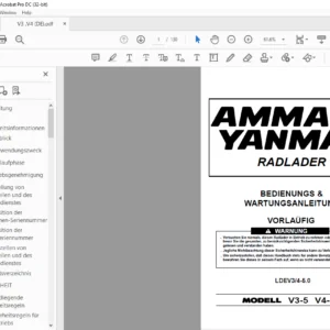 AMMANN YANMAR V3-5 V4-5 RADLADER BEDIENUNGS & WARTUNGSANLEITUNG - PDF DOWNLOAD (GERMAN)