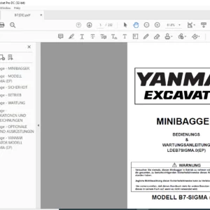 YANMAR MINIESCAVATORE B7-SIGMA EP BEDIENUNGS & WARTUNGSANLEITUNG - PDF DOWNLOAD