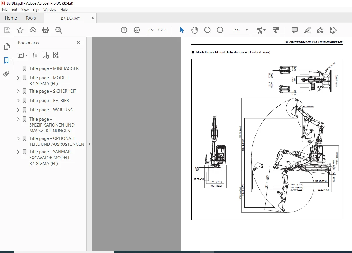 YANMAR MINIESCAVATORE B7-SIGMA EP BEDIENUNGS & WARTUNGSANLEITUNG - PDF DOWNLOAD - Image 3