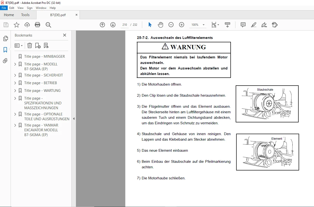 YANMAR MINIESCAVATORE B7-SIGMA EP BEDIENUNGS & WARTUNGSANLEITUNG - PDF DOWNLOAD - Image 4
