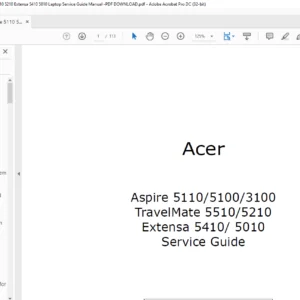 Acer Aspire 5110 5100 3100 TravelMate 5510 5210 Extensa 5410 5010 Laptop Service Guide Manual -PDF DOWNLOAD
