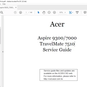 Acer Aspire 9300 7000 TravelMate 7510Laptop Service Guide Manual - PDF DOWNLOAD