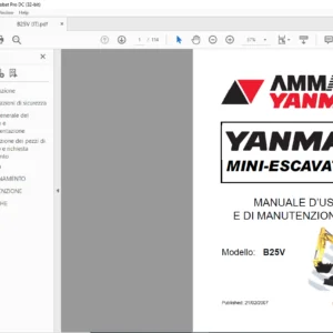 Ammann Yanmar B25V Mini-Escavatori Manuale d'uso e di Manutenzione - PDF DOWNLOAD