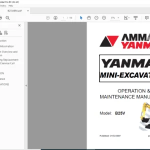 Ammann Yanmar B25V Mini-Excavators Operation & Maintenance Manual - PDF DOWNLOAD