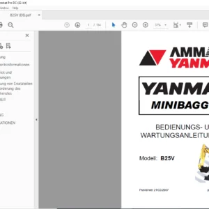 Ammann Yanmar B25V Minibagger bedienungs-und Wartungsanleitung - PDF DOWNLOAD (GERMAN)