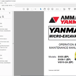 Ammann Yanmar SV05 SV08-1 ViO10-2A EP Micro-Excavators Operation & Maintenance Manual