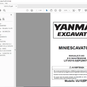 Ammann Yanmar ViO10 MINIESCAVATORE MANUALE D’USO E DI MANUTENZIONE - PDF DOWNLOAD