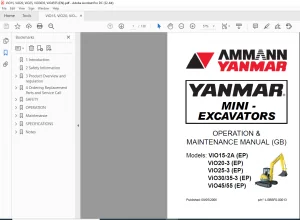 Ammann Yanmar ViO15-2A ViO20-3 ViO25-3 ViO30 35-3 ViO45 55 EP Operation & Maintenance Manual