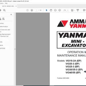 Ammann Yanmar ViO15-2A ViO20-3 ViO25-3 ViO30 35-3 ViO45 55 EP Operation & Maintenance Manual