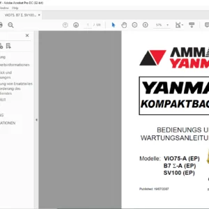 Ammann Yanmar ViO75-A B7Σ-A SV100 EP KOMPAKTBAGGER Bedienungs und Wartungsanleitung (GERMAN)