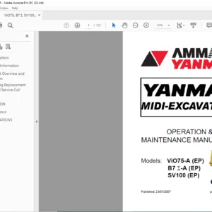 Ammann Yanmar ViO75-A B7Σ-A SV100 EP Midi-Excavators Operation & Maintenance Manual