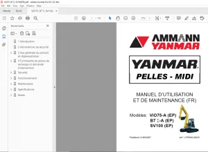 Ammann Yanmar ViO75-A B7Σ-A SV100 EP Pelles-Midi Manuel d'Utilisation et de Maintenance (French)